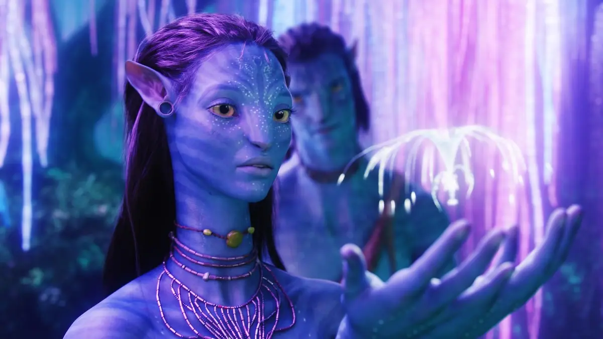 Zoe Saldana e Sam Worthington in Avatar (2009)