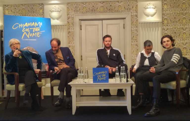 Chiamami col tuo Nome: Luca Guadagnino, Armie Hammer e Timoth&eacute;e Chalamet presentano il film a Roma