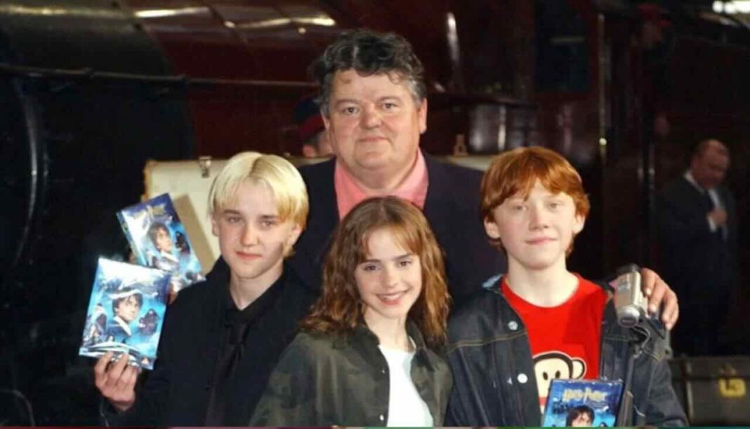 Emma Watson, Rupert Grint e Tom Felton Robbie Coltrane