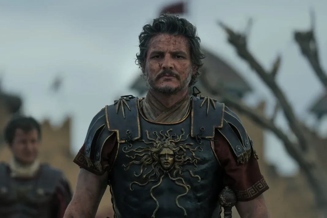 Marco Acacio nel Il Gladiatore II Pedro Pascal