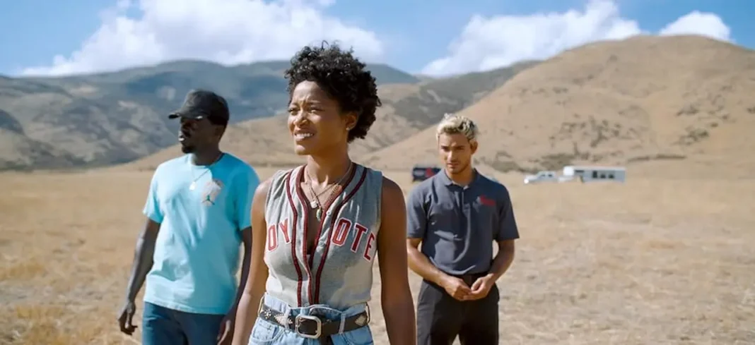 Keke Palmer, Daniel Kaluuya, and Brandon Perea in Nope