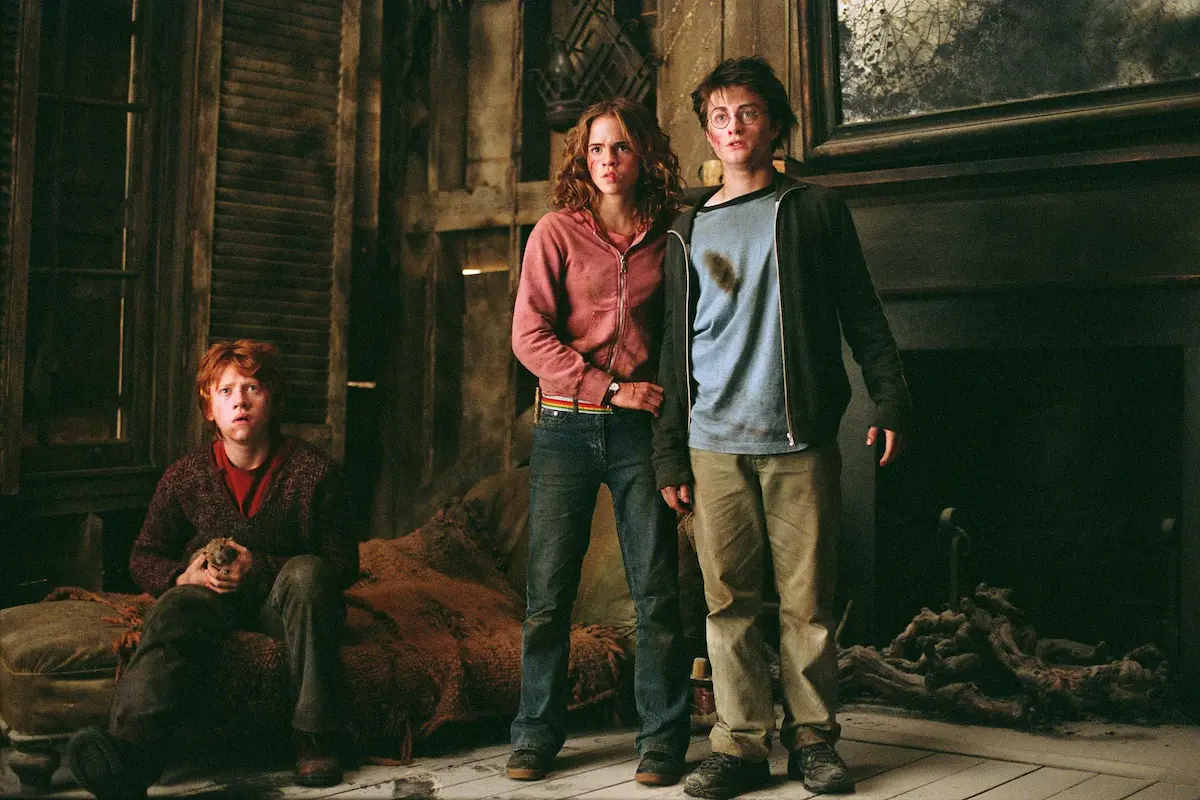 Rupert Grint, Daniel Radcliffe, and Emma Watson in Harry Potter e il prigioniero di Azkaban (2004)