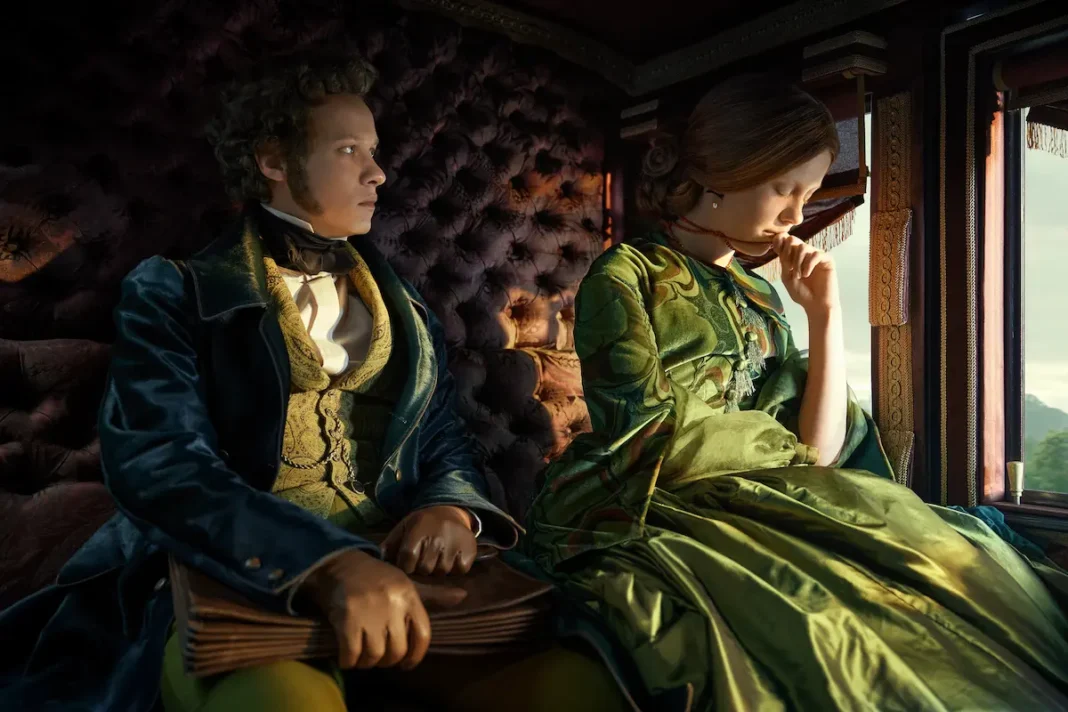 Felix Kammerer e Mia Goth in Frankenstein