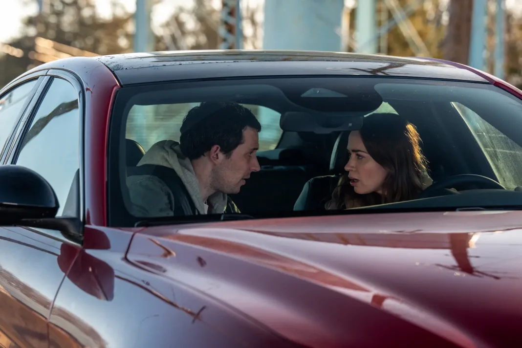 Josh O'Connor and Emily Blunt in DISCLOSURE DAY