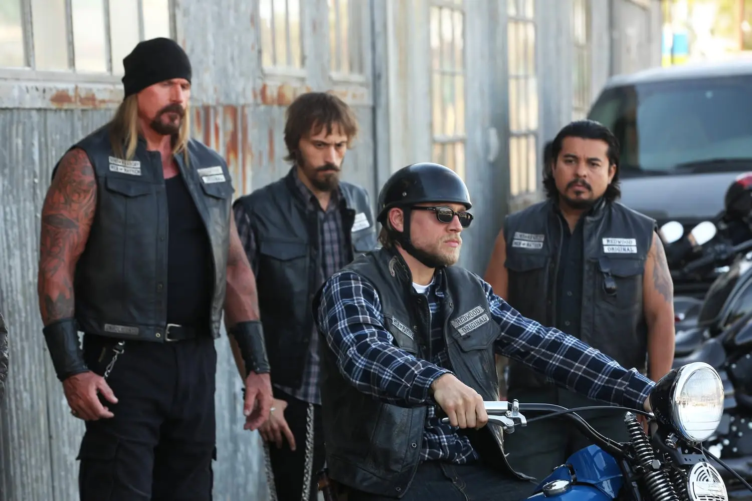 Charlie Hunnam, Jacob Vargas, Niko Nicotera, and Rusty Coones in Sons of Anarchy (2008)