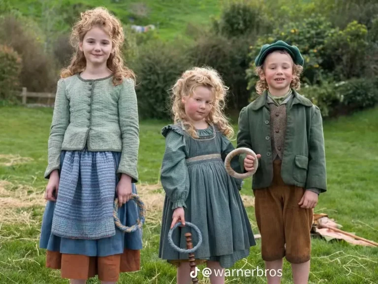 Tre bambini hobbit nella Contea per le riprese di